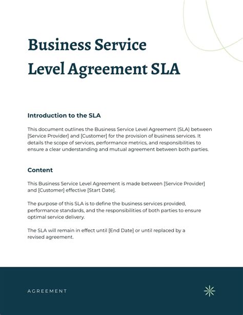 service level agreement template graphic design Reader