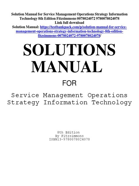 service management fitzsimmons solution manual Kindle Editon