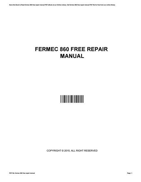 service manual fermec 860 free Ebook PDF