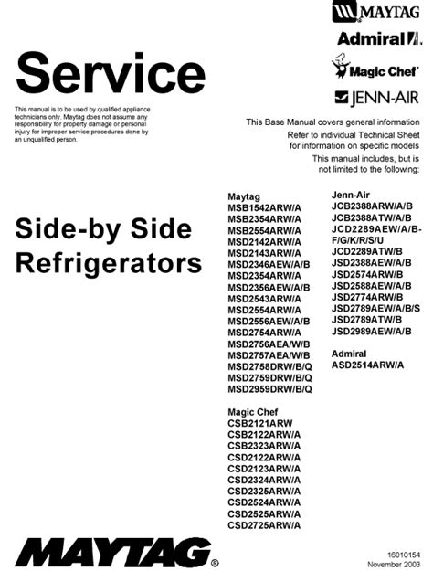 service manual for admiral refrigerator Doc