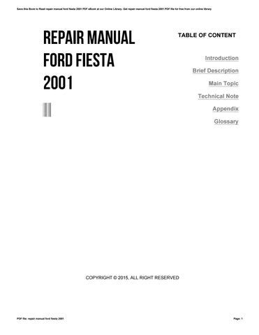 service manual ford fiesta 2001 Reader