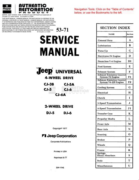 service manual jeep universal Epub