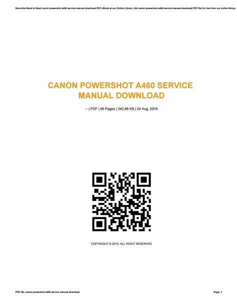 service manual powershot a460 PDF