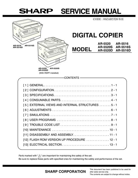 service manual sharp ar 5520d Reader