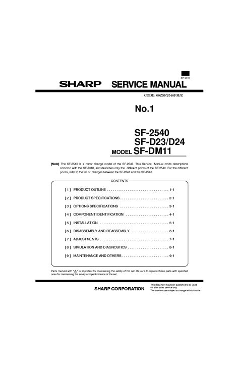 service manual sharp sf 2540 Kindle Editon