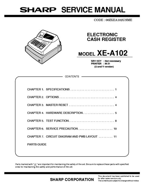 service manual sharp xe a102 Kindle Editon