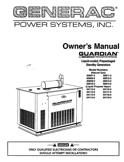 service manuals for generac generators PDF