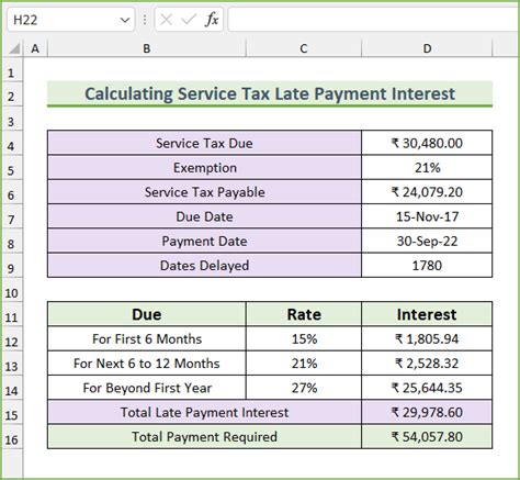 service tax interest calculation in excel Doc