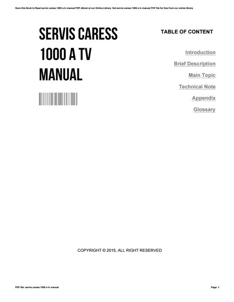 servis caress 1000 a manual Kindle Editon