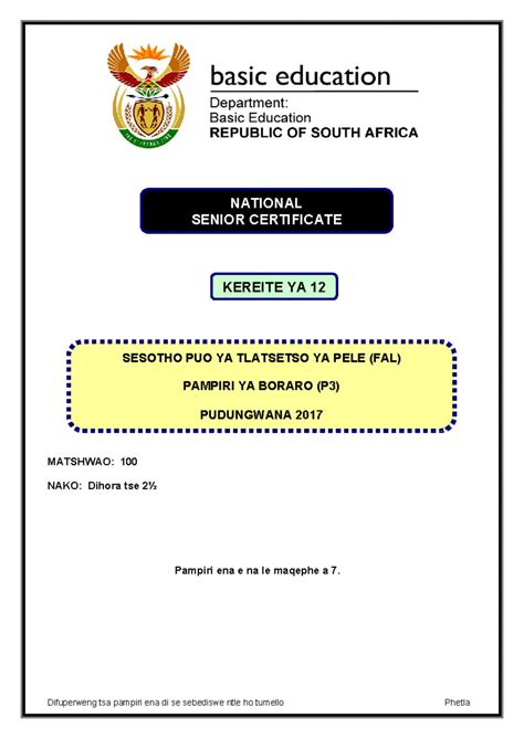 sesotho paper 2 grade 12 memorandum 2010 Reader