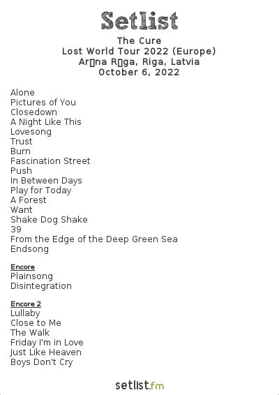 Setlist The Cure