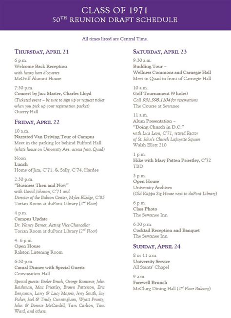 sewanee class schedule