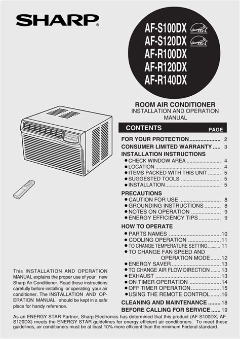sharp af r120dx air conditioners owners manual Epub