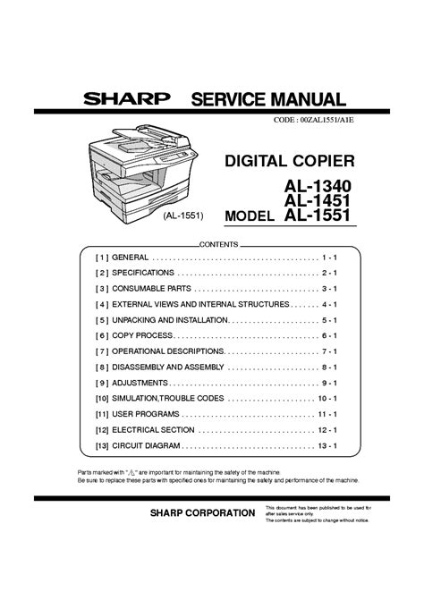 sharp al 1340 multifunction printers accessory owners manual Doc