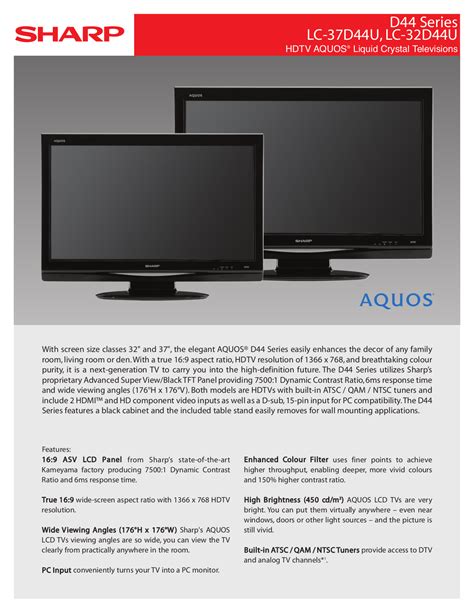 sharp aquos lc46d85un manual PDF