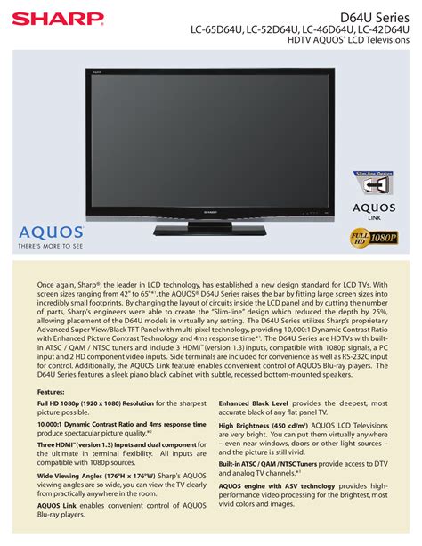 sharp aquos lc52d64u manual Reader