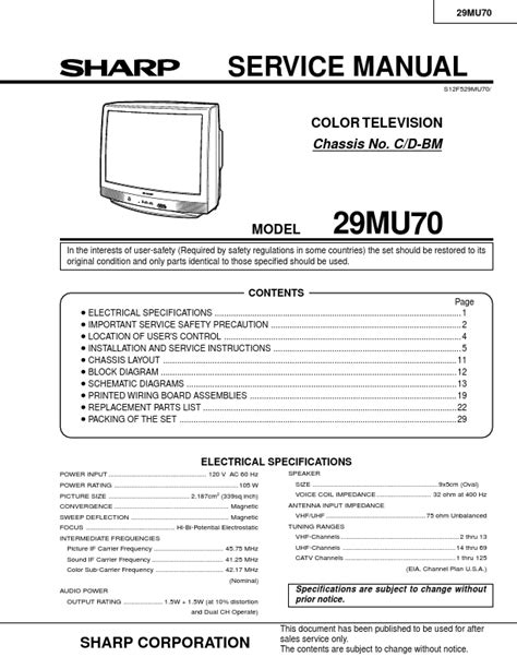 sharp color television manual Doc