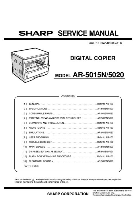 sharp copier service manuals Doc
