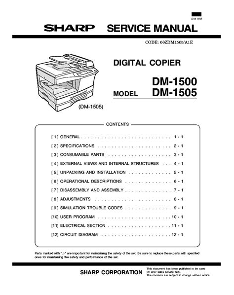 sharp dm 1505 multifunction printers owners manual PDF