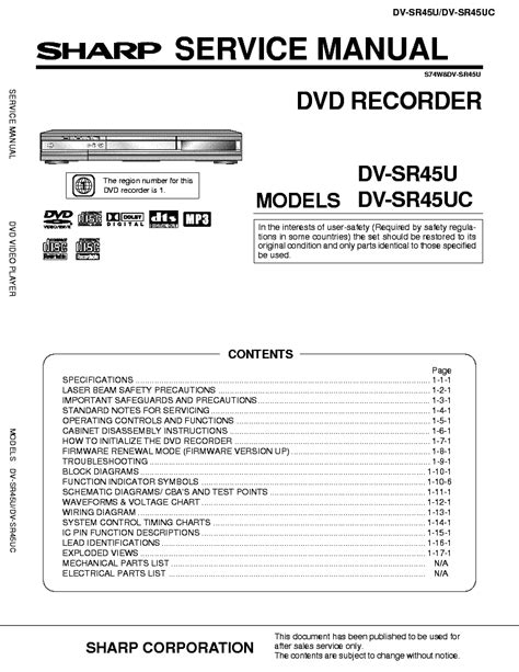 sharp dv sr45u dvd players owners manual Doc