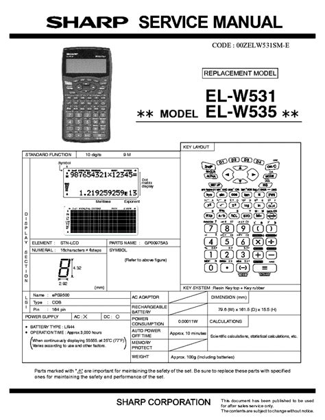 sharp el w531 manual PDF