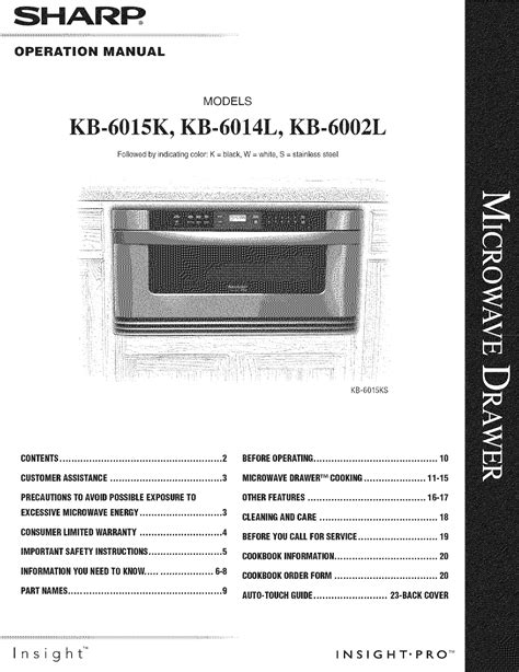 sharp kb 6002ls microwaves owners manual Kindle Editon