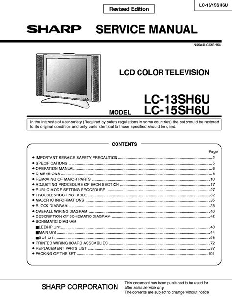 sharp lc 13sh6u tvs owners manual Kindle Editon