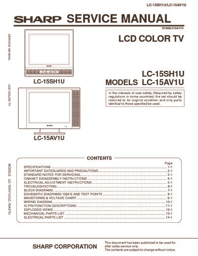 sharp lc 15av1u tvs owners manual Reader