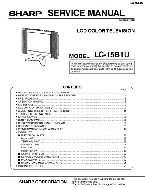 sharp lc 15b1u tvs owners manual Reader