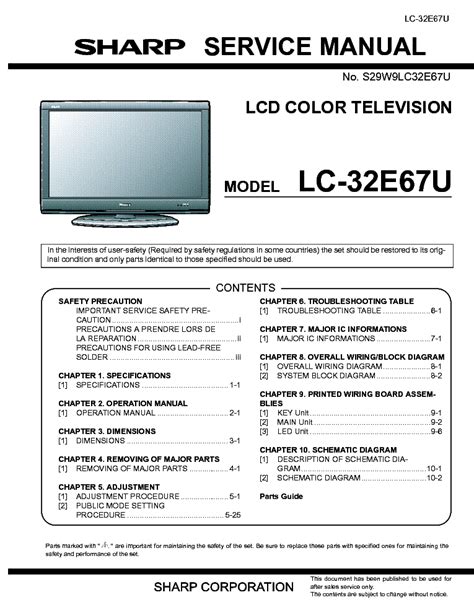 sharp lc 32e67u tvs owners manual Epub