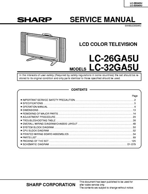 sharp lc 32ga5u manual PDF