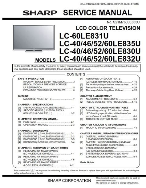 sharp lc 40le835u tvs owners manual Doc