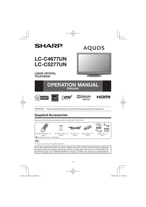 sharp lc c5277un tvs owners manual Kindle Editon