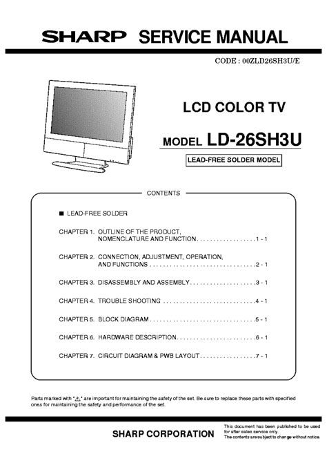 sharp ld 26sh3u tvs owners manual Reader