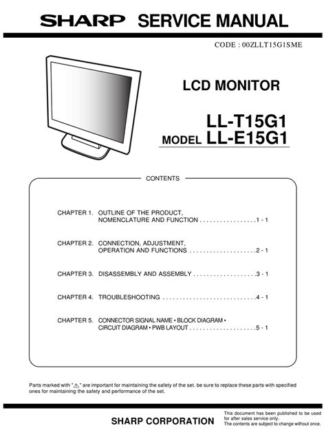 sharp ll t1511 monitors owners manual Kindle Editon