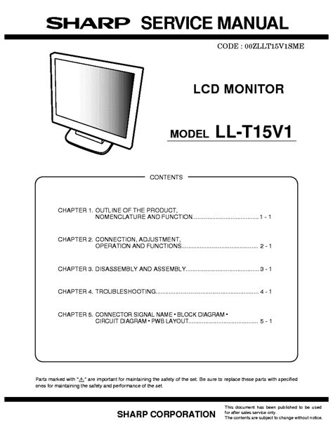 sharp ll t15v1 monitors owners manual Kindle Editon