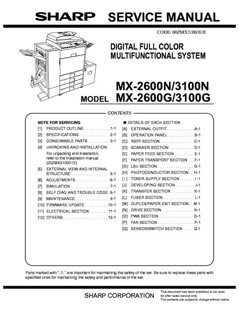 sharp manual mx 2600 Kindle Editon