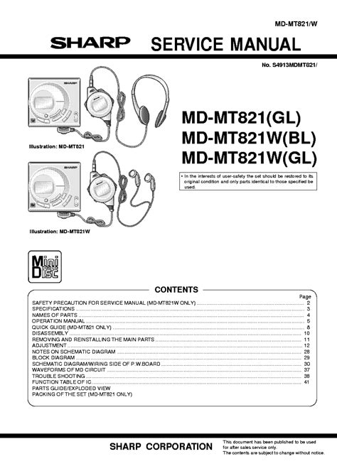 sharp md mt821 owners manual PDF
