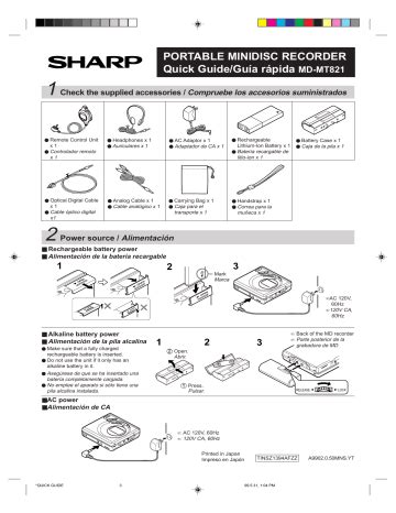 sharp md mt821 owners manual PDF