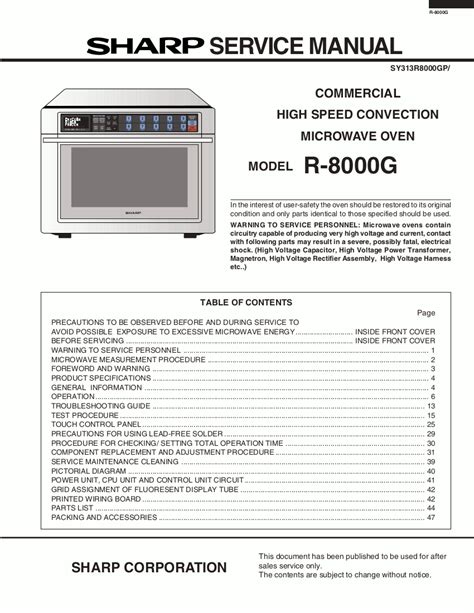 sharp microwave service manuals Doc