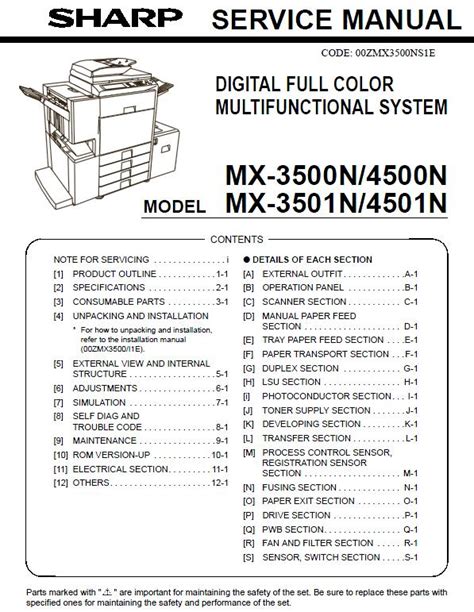 sharp mx 4501n multifunction printers accessory owners manual Doc