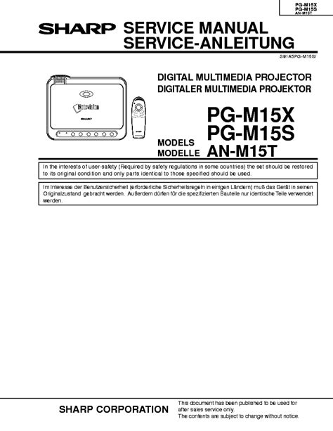 sharp pg m15x projectors owners manual Doc