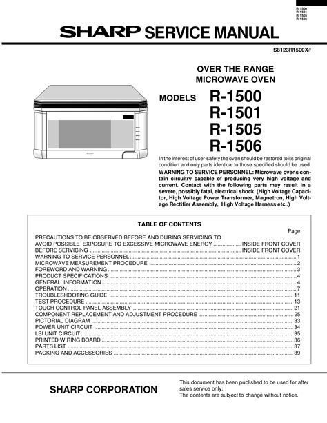 sharp r 1505 microwaves owners manual Epub