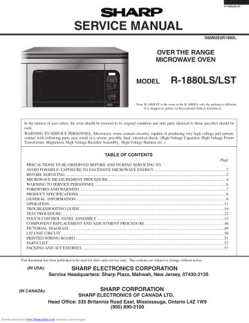 sharp r 1880ls microwaves owners manual Kindle Editon