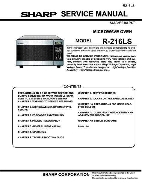 sharp r 216ls microwaves owners manual PDF