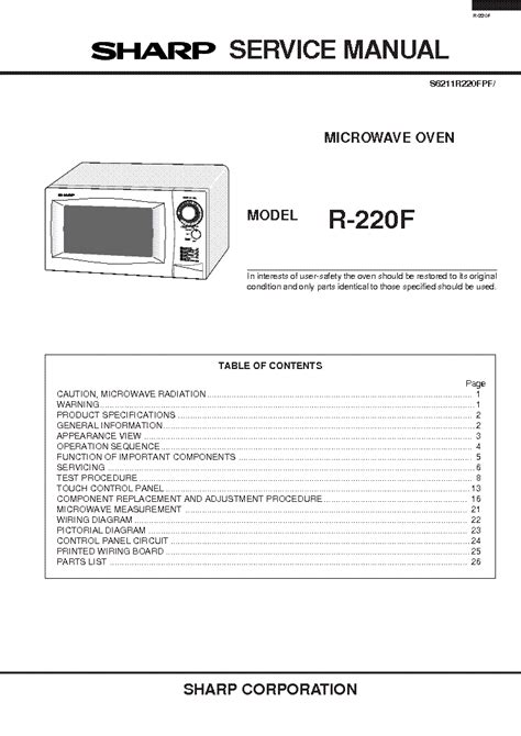 sharp r 220f microwaves owners manual Doc