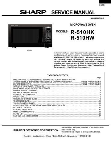 sharp r 410f microwaves owners manual PDF