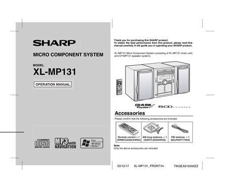 sharp xl mp131 owners manual Epub