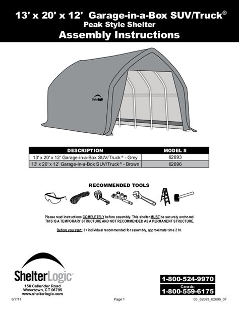 shelter logic 62693 62696 user guide Doc