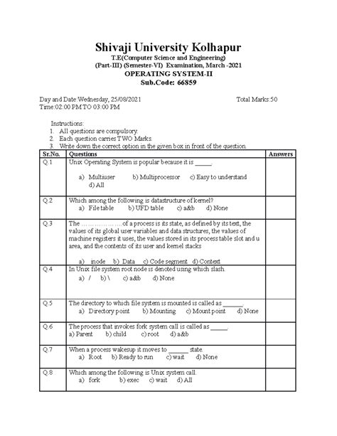 shivaji university kolhapur sample question papers engineering be first year Epub